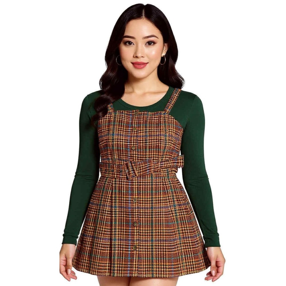 American Eagle Women's Bib Overall Mini Dress Button Up Jumper Size XS Y2K 90s